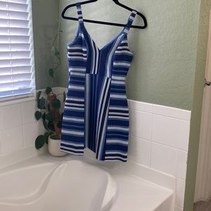 💙💛BCBG Striped Blue Cocktail Dress